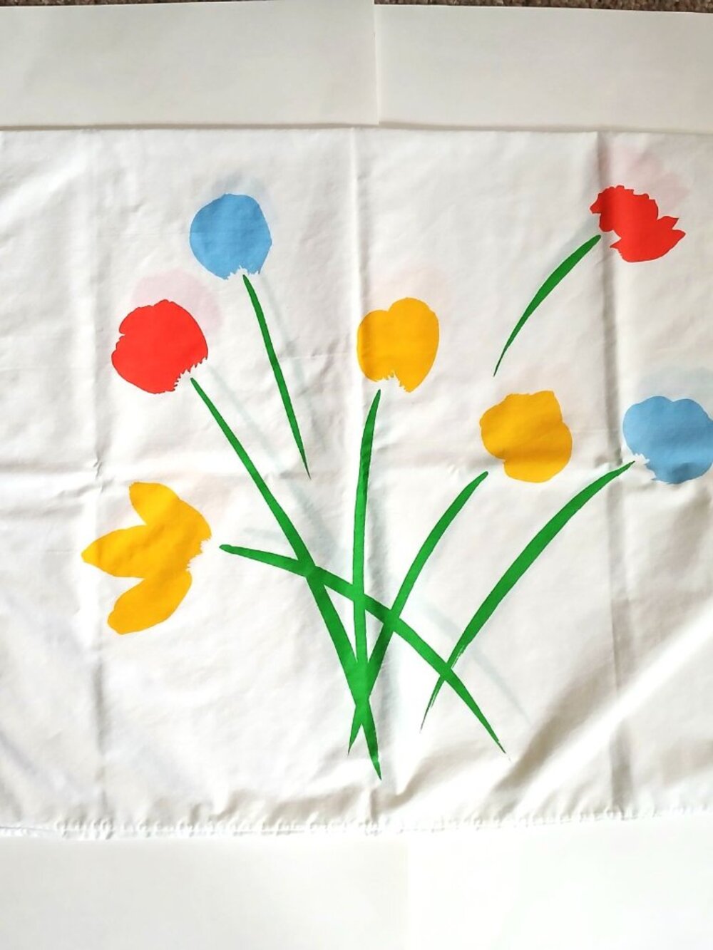 One Vintage Marimekko Pillowcase - White with 7 Flowers - 1978 Dan River Bedding